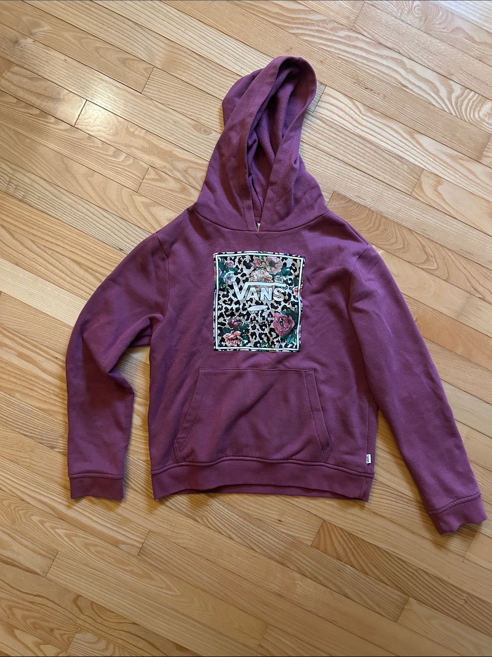 Vans Kids Hooded Sweatshirt in Mauve with Floral Leopard Patch